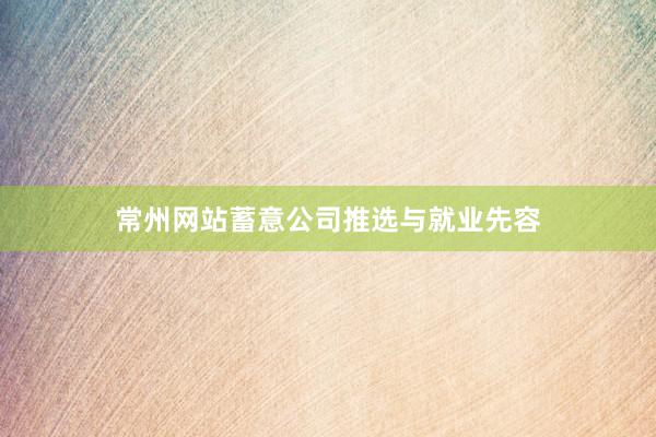 常州网站蓄意公司推选与就业先容